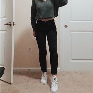 Black Mom Jeans Embroidered | AEO